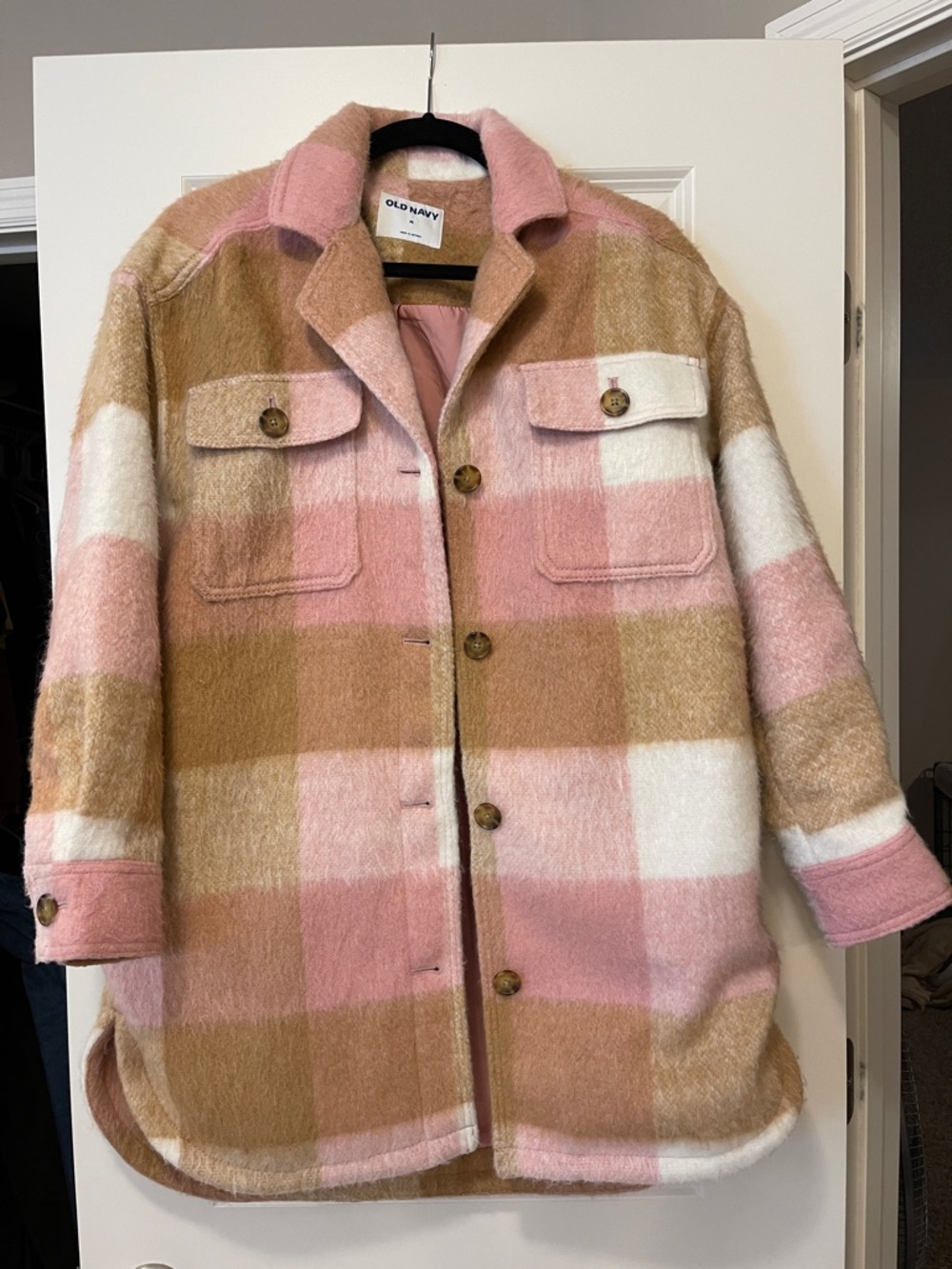 Old Navy Pink Plaid Shacket Jacket MEDIUM
